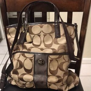 Authentic brown Coach shoulder purse